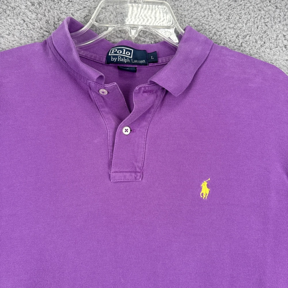 Polo Ralph Lauren Shirt Mens Large Short Sleeve Purple Pony Cotton Vintage